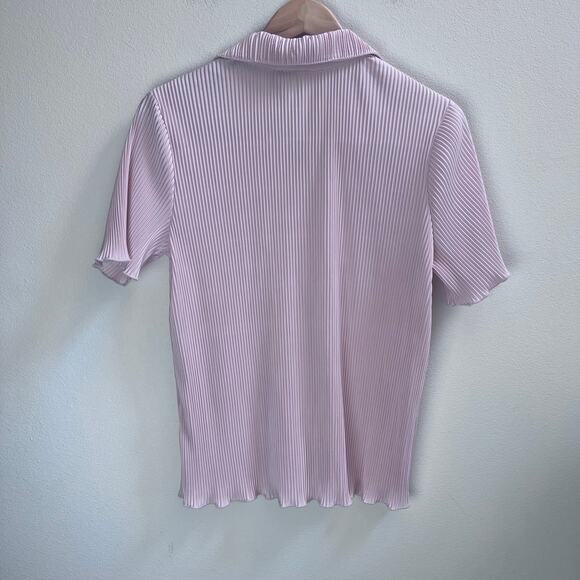 Joie Light Pink Pleated Top Short Sleeve Button Up Shirt Women's Size M - Picture 2 of 6